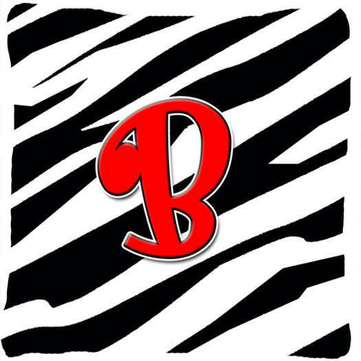 Monogram Initial B Zebra Red Decorative   Canvas Fabric Pillow CJ1024 - the-store.com