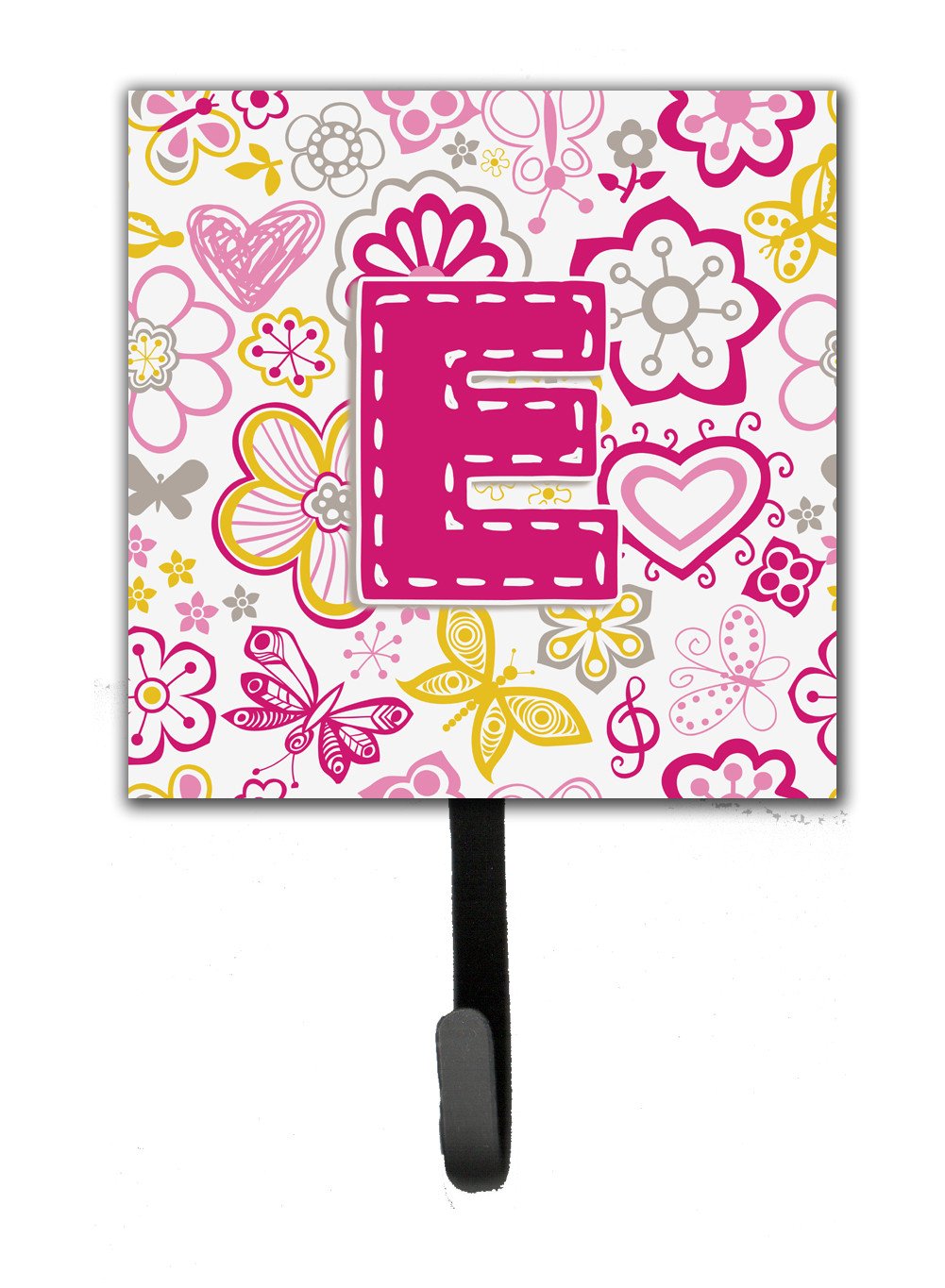 Letter E Flowers and Butterflies Pink Leash or Key Holder CJ2005-ESH4 by Caroline&#39;s Treasures