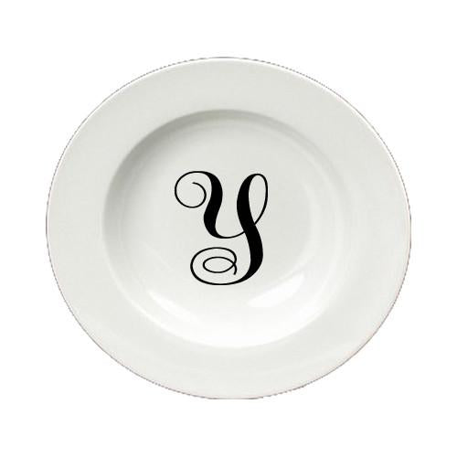 Letter Y Initial Monogram Script Round Ceramic White Soup Bowl CJ1057-Y-SBW-825 by Caroline&#39;s Treasures
