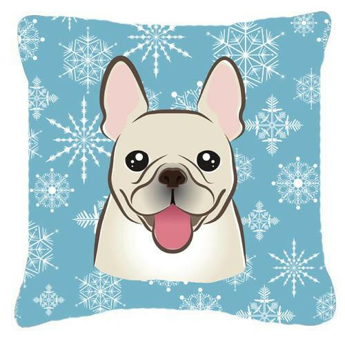 Snowflake French Bulldog Fabric Decorative Pillow BB1672PW1414 - the-store.com