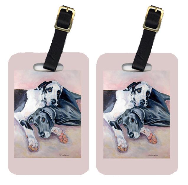 Pair of 2 Harlequin and Bule Natural Great Danes Luggage Tags by Caroline&#39;s Treasures