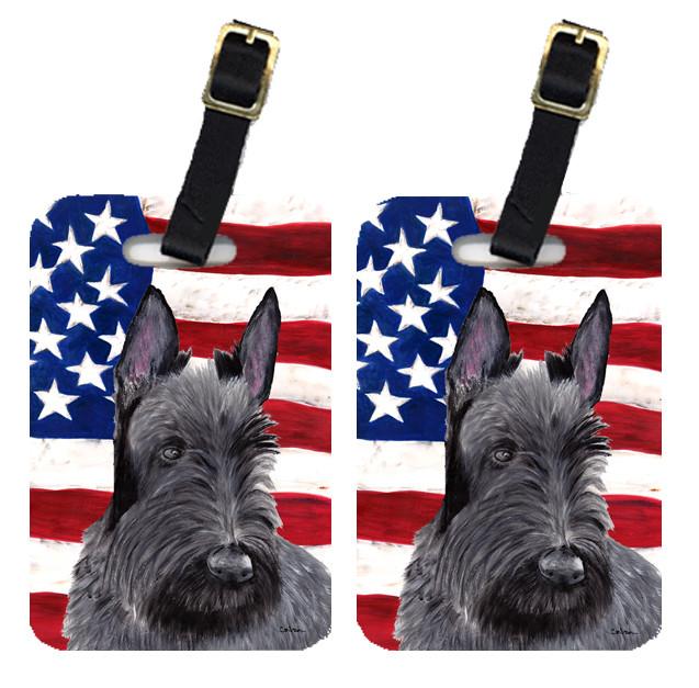Pair of USA American Flag with Scottish Terrier Luggage Tags SC9032BT by Caroline&#39;s Treasures
