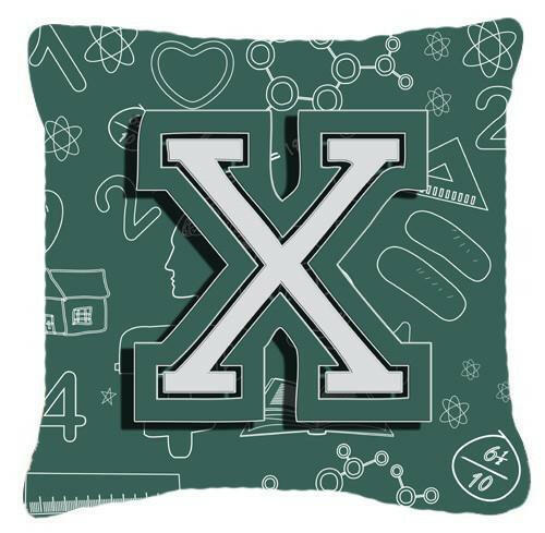 Letter X Back to School Initial Canvas Fabric Decorative Pillow CJ2010-XPW1414 by Caroline&#39;s Treasures