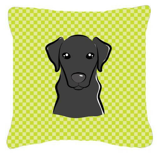 Checkerboard Lime Green Black Labrador Canvas Fabric Decorative Pillow BB1297PW1414 - the-store.com