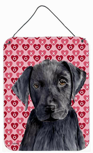 Labrador Black Hearts Love and Valentine&#39;s Day Wall or Door Hanging Prints by Caroline&#39;s Treasures