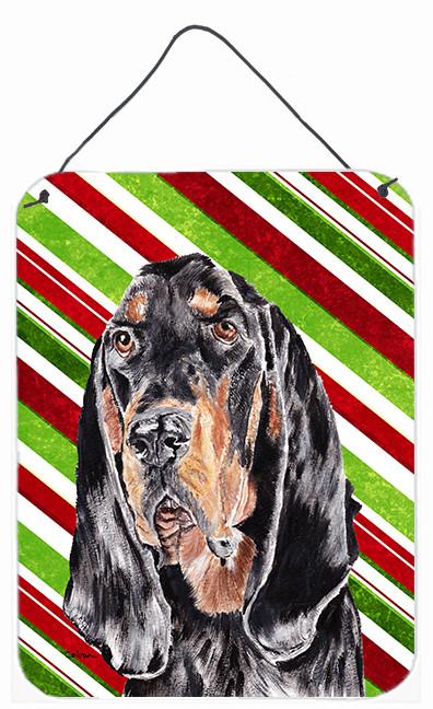 Coonhound Candy Cane Christmas Aluminium Metal Wall or Door Hanging Prints by Caroline's Treasures