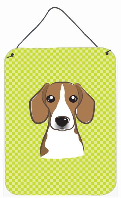 Checkerboard Lime Green Beagle Wall or Door Hanging Prints BB1301DS1216 by Caroline&#39;s Treasures