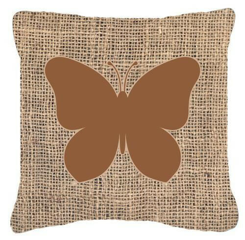Butterfly Burlap and Brown   Canvas Fabric Decorative Pillow BB1047 - the-store.com
