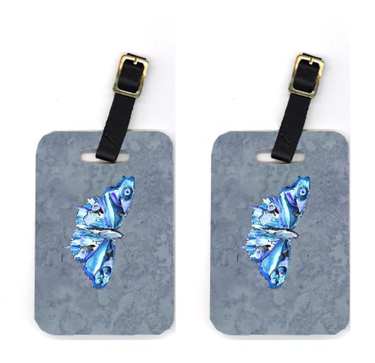 Pair of Butterfly on Gray Luggage Tags by Caroline's Treasures