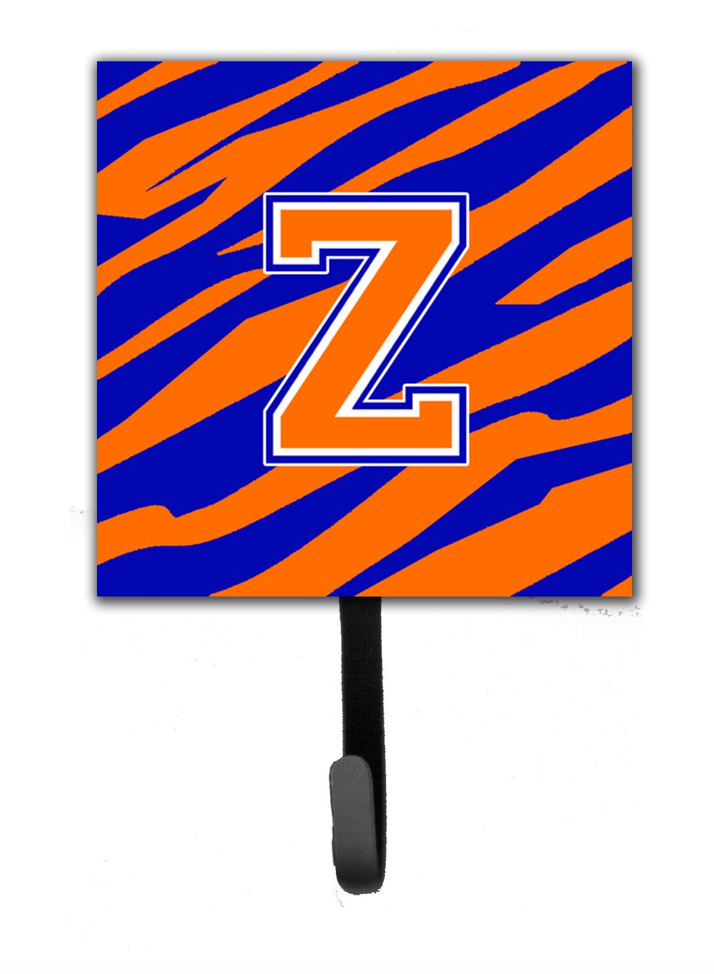 Letter Z Initial Monogram - Tiger Stripe - Blue Orange Leash Holder or Key Hook by Caroline's Treasures