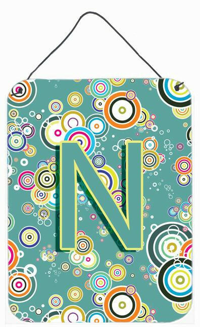 Caroline's Treasures Letter N Circle Circle Teal Initial Alphabet Wall or Door Hanging Prints CJ2015-NDS1216