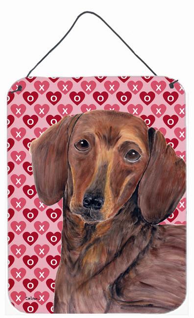 Dachshund Hearts Love and Valentine&#39;s Day Portrait Wall or Door Hanging Prints by Caroline&#39;s Treasures
