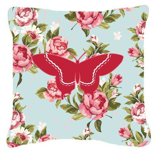 Butterfly Shabby Chic Blue Roses   Canvas Fabric Decorative Pillow BB1030 - the-store.com