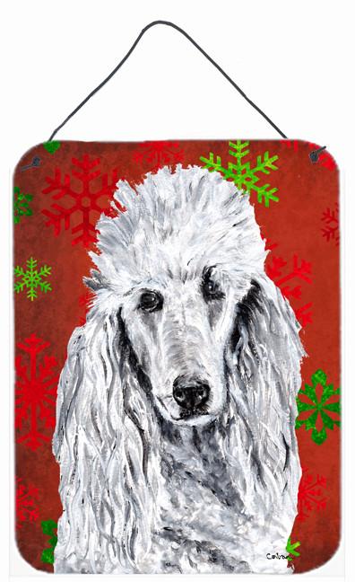 White Standard Poodle Red Snowflakes Holiday Wall or Door Hanging Prints SC9751DS1216 by Caroline's Treasures