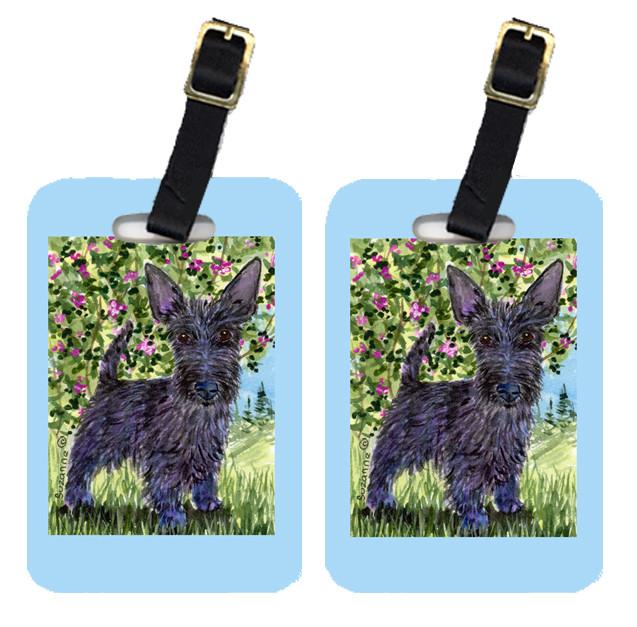 Caroline's Treasures Scottish Terrier Luggage Tags – Set of 2 Durable Bag Tags with Straps