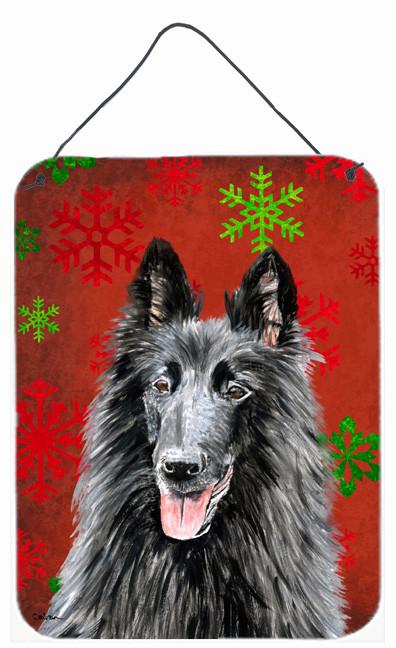 Belgian Sheepdog Red Snowflakes Holiday Christmas Wall or Door Hanging Prints by Caroline&#39;s Treasures
