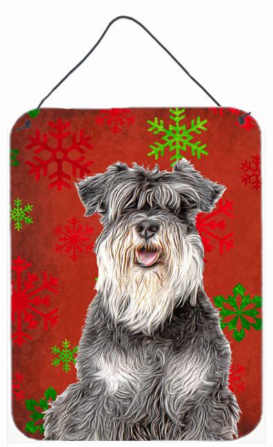 Red Snowflakes Holiday Christmas  Schnauzer Wall or Door Hanging Prints KJ1185DS1216 by Caroline&#39;s Treasures