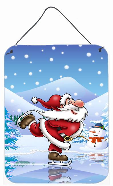 Christmas Santa Claus Ice Skating Wall or Door Hanging Prints APH6386DS1216 by Caroline&#39;s Treasures