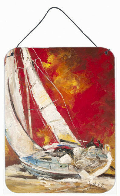 Red Sailboat Wall or Door Hanging Prints JMK1154DS1216 by Caroline&#39;s Treasures