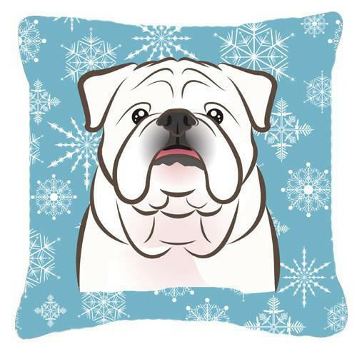 Snowflake White English Bulldog  Fabric Decorative Pillow BB1654PW1414 - the-store.com