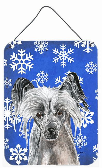 Chinese Crested Blue Snowflake Winter Wall or Door Hanging Prints by Caroline&#39;s Treasures