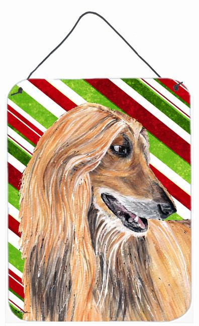 Afghan Hound Candy Cane Holiday Christmas Wall or Door Hanging Prints SC9498DS1216 by Caroline's Treasures