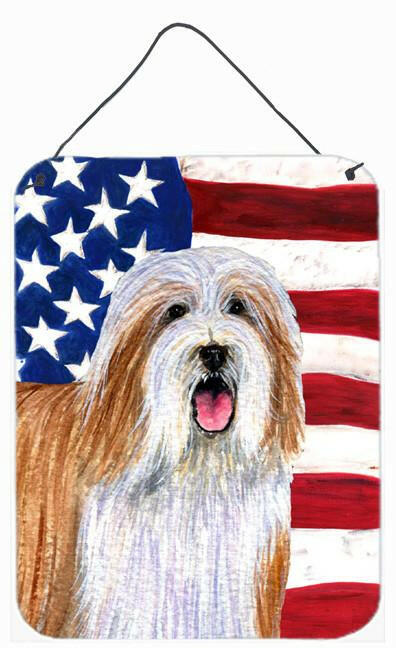USA American Flag with Bearded Collie Wall or Door Hanging Prints by Caroline&#39;s Treasures