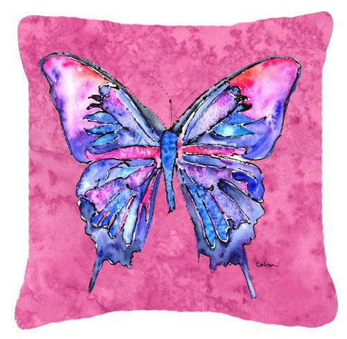 Butterfly on Pink   Canvas Fabric Decorative Pillow - the-store.com