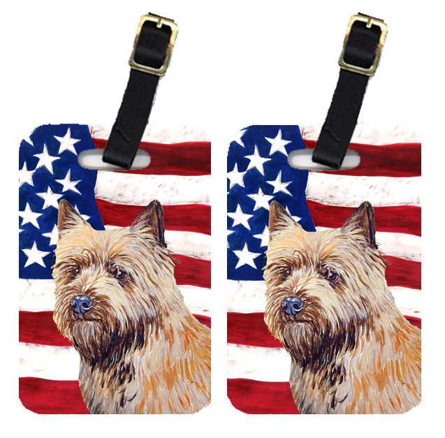 Pair of USA American Flag with Cairn Terrier Luggage Tags LH9020BT by Caroline&#39;s Treasures