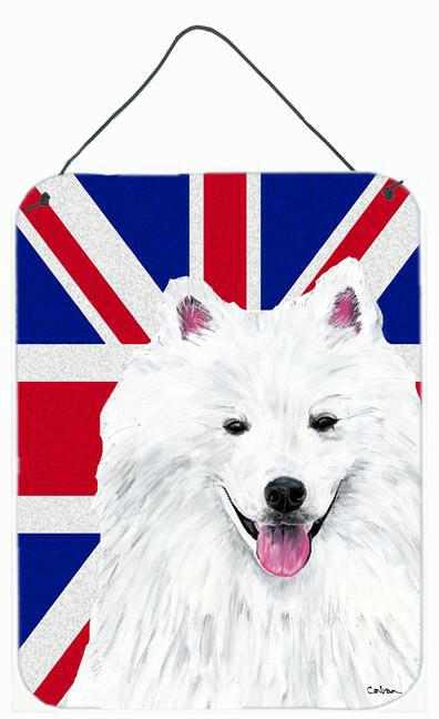 American Eskimo with English Union Jack British Flag Wall or Door Hanging Prints SC9836DS1216 by Caroline's Treasures