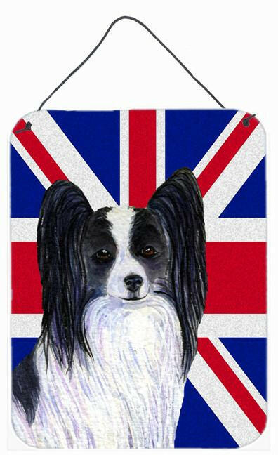Papillon with English Union Jack British Flag Wall or Door Hanging Prints SS4947DS1216 by Caroline&#39;s Treasures