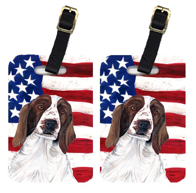 Pair of USA American Flag with Welsh Springer Spaniel Luggage Tags SC9024BT by Caroline&#39;s Treasures