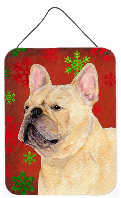 French Bulldog Red Snowflakes Holiday Christmas Wall or Door Hanging Prints by Caroline&#39;s Treasures