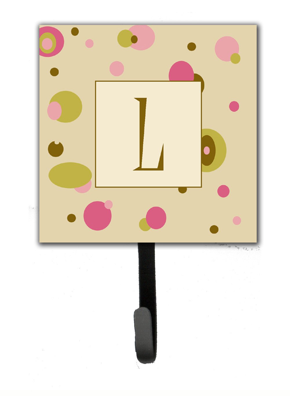 Letter L Initial Monogram - Tan Dots Leash Holder or Key Hook by Caroline&#39;s Treasures