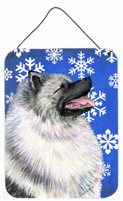 Keeshond Winter Snowflakes Holiday Aluminium Metal Wall or Door Hanging Prints by Caroline&#39;s Treasures