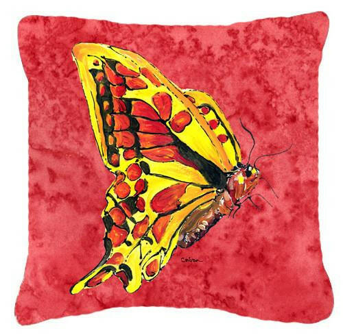 Butterfly on Red   Canvas Fabric Decorative Pillow - the-store.com