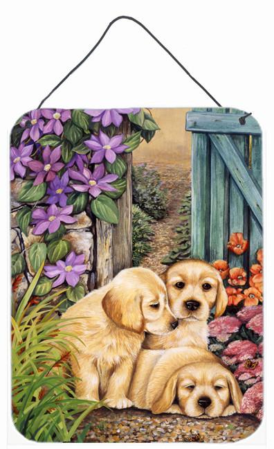 Yellow Labrador Puppies by Lesley Hallas Wall or Door Hanging Prints HLH0418DS1216 by Caroline&#39;s Treasures
