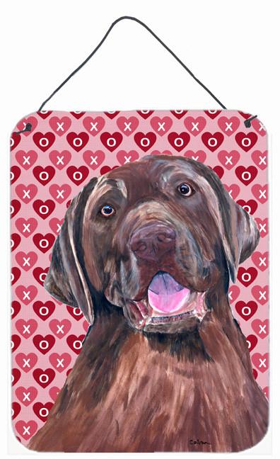 Labrador Chocolate Hearts Love and Valentine&#39;s Day Wall or Door Hanging Prints by Caroline&#39;s Treasures