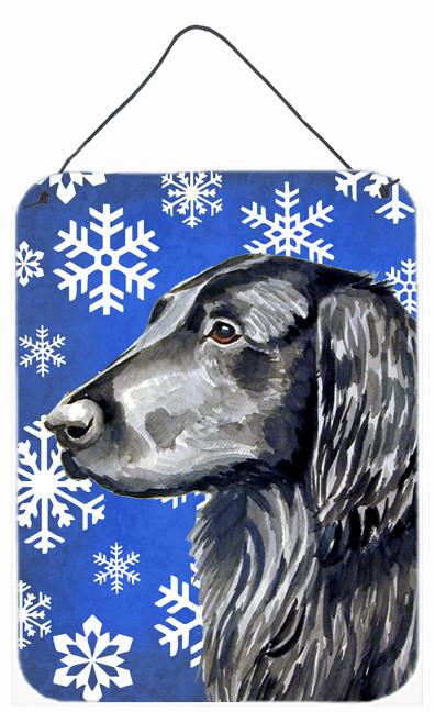 Flat Coated Retriever Winter Snowflakes Holiday Wall or Door Hanging Prints by Caroline&#39;s Treasures