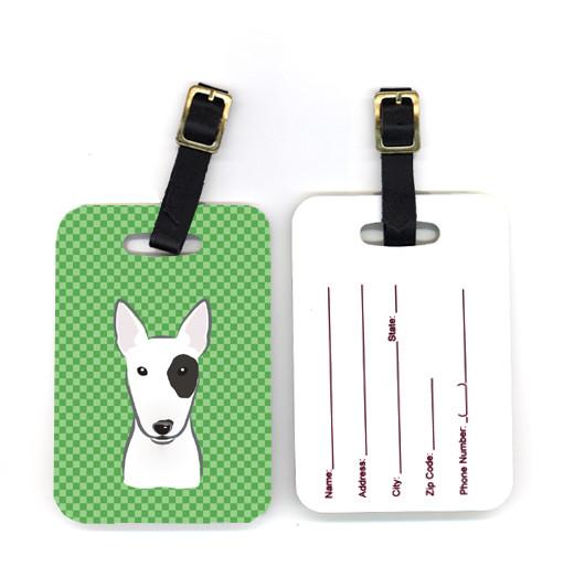Pair of Green Checkered Bull Terrier Luggage Tags BB1132BT by Caroline&#39;s Treasures