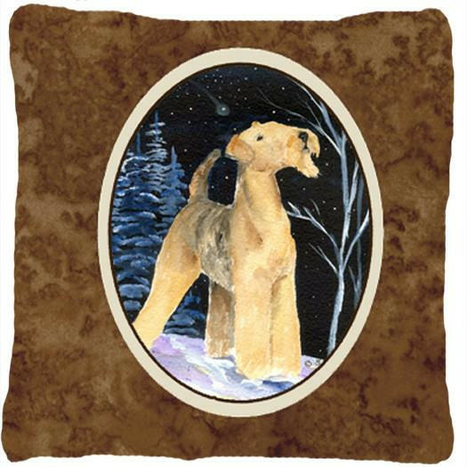 Starry Night Airedale Decorative   Canvas Fabric Pillow by Caroline&#39;s Treasures