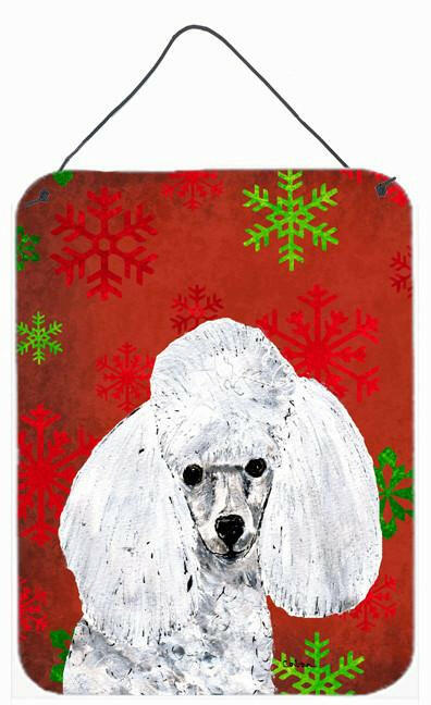 White Toy Poodle Red Snowflakes Holiday Wall or Door Hanging Prints SC9749DS1216 by Caroline&#39;s Treasures