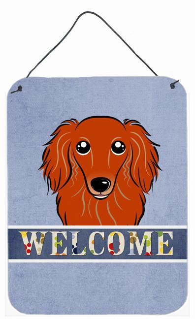Longhair Red Dachshund Welcome Wall or Door Hanging Prints BB1400DS1216 by Caroline&#39;s Treasures