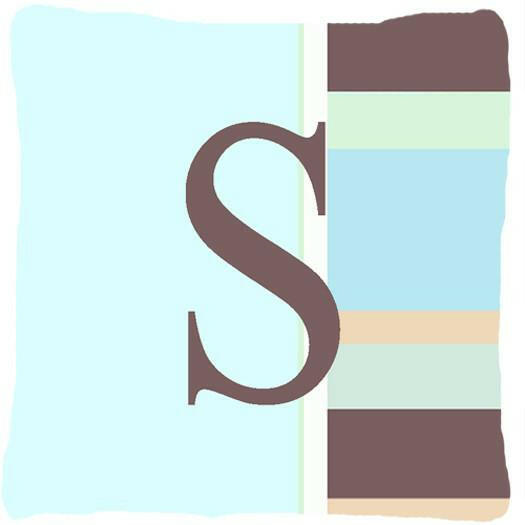 Letter S Initial Monogram - Blue Stripes Decorative   Canvas Fabric Pillow - the-store.com
