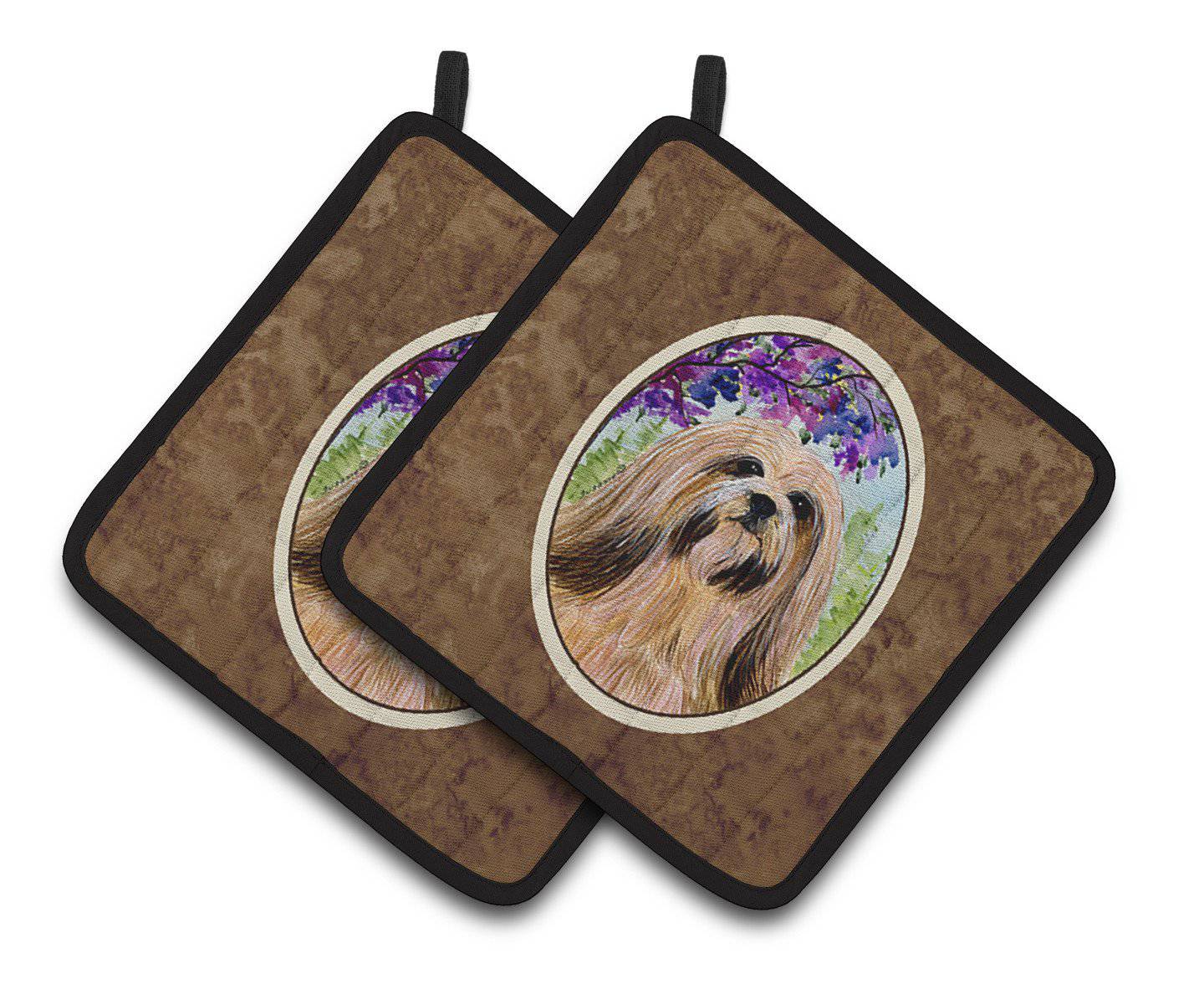 Lhasa Apso Pair of Pot Holders SS8436PTHD - the-store.com