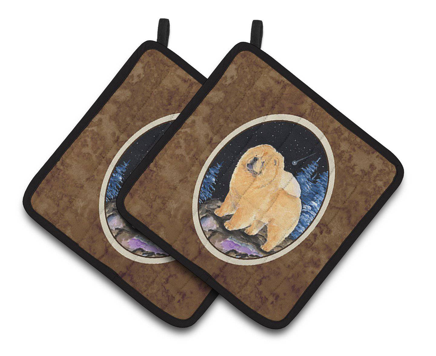 Starry Night Chow Chow Pair of Pot Holders SS8454PTHD - the-store.com