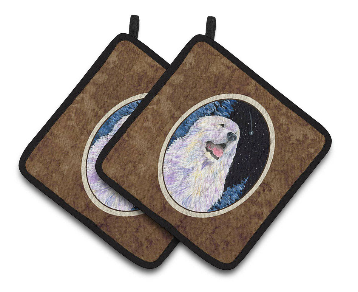 Starry Night Great Pyrenees Pair of Pot Holders SS8466PTHD - the-store.com