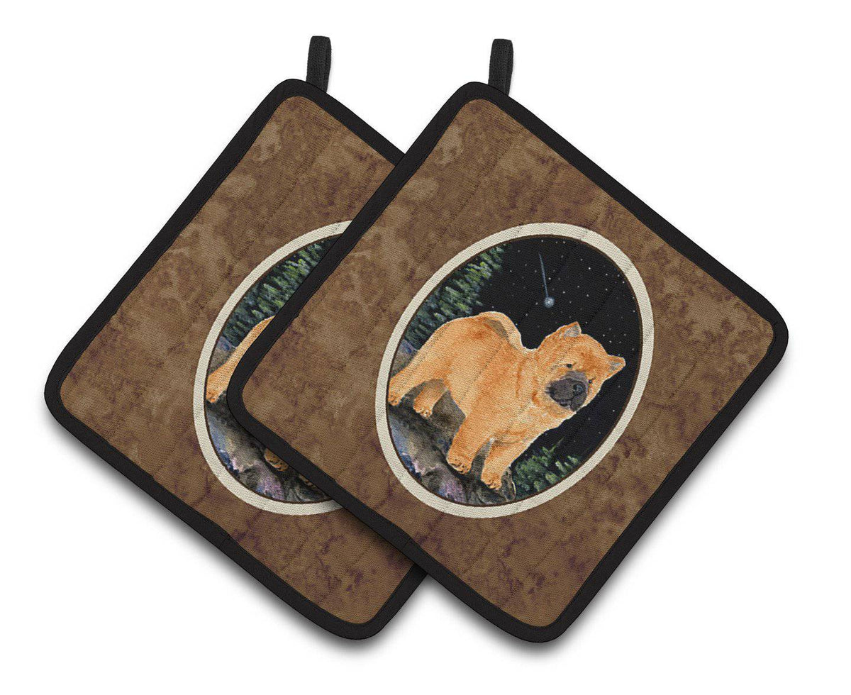 Starry Night Chow Chow Pair of Pot Holders SS8488PTHD - the-store.com
