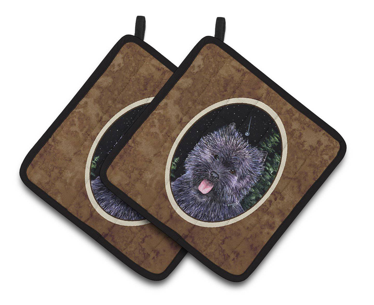 Starry Night Cairn Terrier Pair of Pot Holders SS8494PTHD - the-store.com
