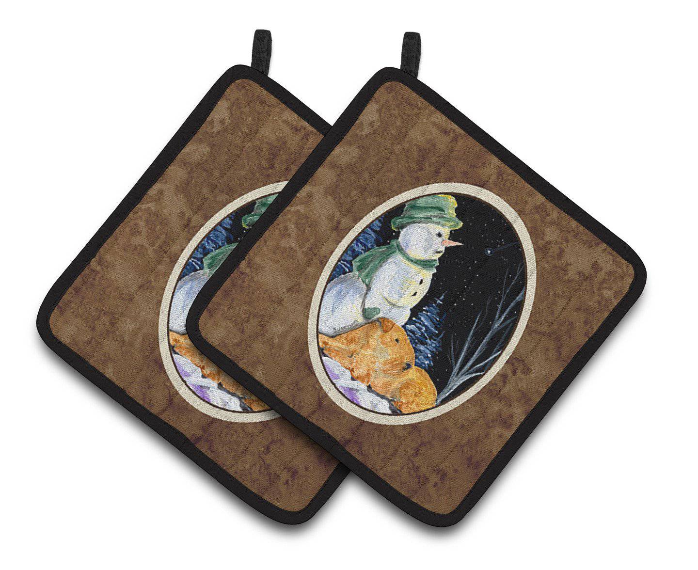 Snowman with Lakeland Terrier Pair of Pot Holders SS8555PTHD - the-store.com